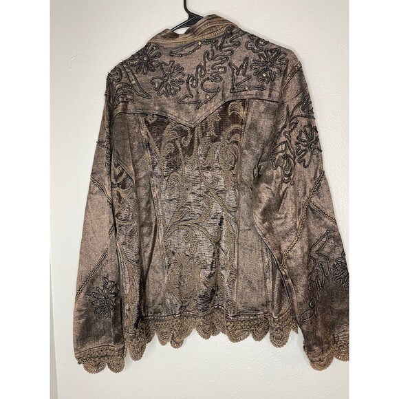 Vintage Flashback Couture Metallic Bronze Jacket Size L - Picture 2 of 8